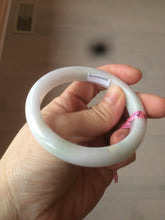Load image into Gallery viewer, 55mm Certified type A 100% Natural light green/white Jadeite bangle AE38-9280