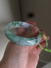 Load image into Gallery viewer, 53-55mm certifaied Type A 100% Natural sunny green/white/black Jadeite Jade bangle (with defects) Group AD48