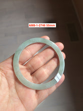 Load image into Gallery viewer, 55-mm certified 100% natural Type A icy watery green slim flat style jadeite jade bangle AM18