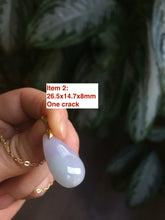 Load image into Gallery viewer, 100% natural icy watery green/purple type A jadeite jade water drop pendant necklace group AD23