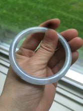 Load image into Gallery viewer, 55.4mm certified type A 100% Natural icy light purple with green floating flowers round cut Jadeite Jade bangle M80-0137