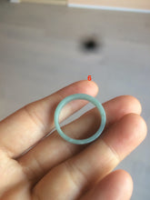Load image into Gallery viewer, Size 10 1/4 100% natural type A icy watery light green/blue/gray Guatemala jadeite jade band ring AF53