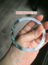 Load image into Gallery viewer, 58mm Certified Type A 100% Natural light green with green floating flowers super thin Jadeite bangle group A63