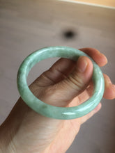 Load image into Gallery viewer, 52.5mm Certified Type A 100% Natural green/gray oval Jadeite Jade  bangle U124-7143