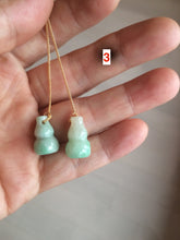 Load image into Gallery viewer, 100% Natural sunny green gourd dangling jadeite Jade earring AT74