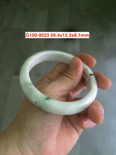 Load image into Gallery viewer, 55.8-59mm Certificated Type A 100% Natural White with green floating flowers Jadeite Jade bangle G110
