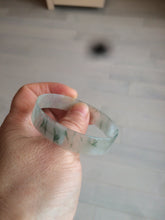 Load image into Gallery viewer, 50mm Certified Type A 100% Natural light white/green floating flowers super thin jadeite jade bangle AK22-4969