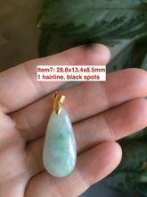 Load image into Gallery viewer, 100% natural icy watery green/purple type A jadeite jade water drop pendant necklace group AD23