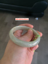 Load image into Gallery viewer, 55mm certifaied Type A 100% Natural light green/yellow Jadeite Jade bangle (with defects) Group AK6