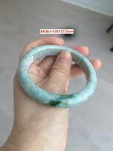 Load image into Gallery viewer, 57.5mm certified Type A 100% Natural green/gray Jadeite Jade bangle (with defects) Group AK36