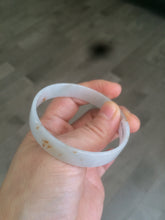 Load image into Gallery viewer, 51.5mm certified Type A 100% Natural white with yellow floating flowers thin jadeite jade bangle R83-4972