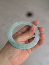 Load image into Gallery viewer, 55mm type A 100% Natural light green thin flat style Jadeite Jade bangle AQ59