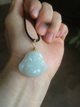 Load image into Gallery viewer, Certified 100% Natural white happy buddha jadeite Jade pendant necklace AF42-7363