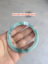 Load image into Gallery viewer, 52-55mm Certified Type A 100% Natural light green/white flat style Jadeite bangle group S25