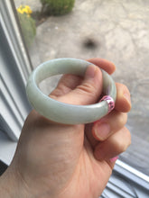 Load image into Gallery viewer, 52mm Certified Type A 100% Natural light green/white oval Jadeite Jade bangle Z42-2349