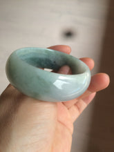 Load image into Gallery viewer, 53mm Certified type A 100% Natural light green/yellow/black broad style oval jadeite jade bangle X96-1036