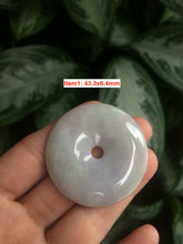 Load image into Gallery viewer, 38-43mm Type A 100% Natural green/purple Jadeite Jade Safety Guardian Button donut Pendant/worry stone/car hanger group AE27