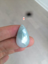 Load image into Gallery viewer, 100% natural icy watery green blue white type A jadeite jade water drop pendant necklace group E52