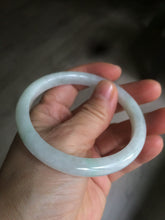 Load image into Gallery viewer, 58mm certified type A 100% Natural fresh light green/white slim jadeite jade bangle E80-0996
