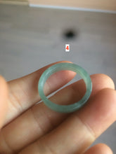 Load image into Gallery viewer, Size 10 1/4 100% natural type A icy watery light green/blue/gray Guatemala jadeite jade band ring AF53