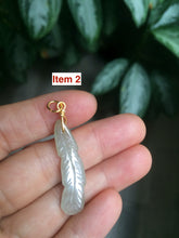 Load image into Gallery viewer, 100% Natural type A light green/white jadeite Jade feather pendant AB Add on item, not sale individually.