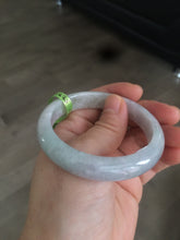 Load image into Gallery viewer, 54.3mm certifed 100% natural certified watery light green/white jadeite jade bangle Q88-7697