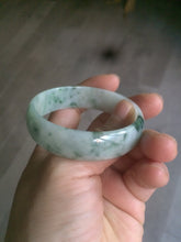 Load image into Gallery viewer, 50mm Type A 100% Natural green/white with green floating flowers Jadeite Jade bangle AJ49-0102
