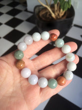 Load image into Gallery viewer, 10.5-11.5mm 100% natural type A colourful red/green/purple/white jadeite jade beads bracelet S-B