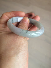 Load image into Gallery viewer, 51mm Certified Type A 100% Natural light purple/white with green floating flowers oval Jadeite Jade bangle N91-2400