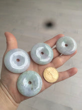 Load image into Gallery viewer, 38-43mm Type A 100% Natural green/purple Jadeite Jade Safety Guardian Button donut Pendant/worry stone/car hanger group AE27