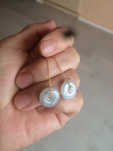 Load image into Gallery viewer, 100% Natural icy watery white/black (冰乌鸡) safety guardian donut dangling jadeite Jade earring D81