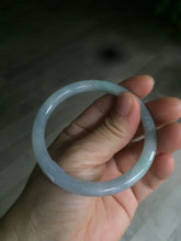 Load image into Gallery viewer, 55.4mm certified type A 100% Natural icy light purple with green floating flowers round cut Jadeite Jade bangle M80-0137