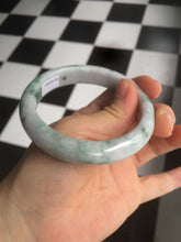 Load image into Gallery viewer, 57.5 mm Certified Type A 100% Natural green/purple with floating green flowers Jadeite Jade bangle X83-9560