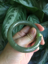 Load image into Gallery viewer, 51.3mm Certified 100% Natural oily dark green nephrite Jade bangle N80-6570