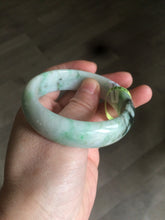 Load image into Gallery viewer, 53-55mm certifaied Type A 100% Natural sunny green/white/black Jadeite Jade bangle (with defects) Group AD48