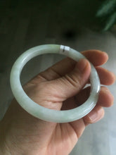 Load image into Gallery viewer, 58mm certified type A 100% Natural fresh light green/white slim jadeite jade bangle E80-0996