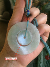 Load image into Gallery viewer, 46.7mm Certified Type A 100% Natural light green Jadeite Jade concentric circle safety Guardian ring Pendant (子母扣,同心环) AD26-2567