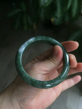 Load image into Gallery viewer, 56.5mm Certified Type A 100% Natural spinach green Jadeite Jade bangle KS82-0711