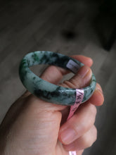 Load image into Gallery viewer, 52mm Certified  Type A 100% Natural dark green floating flowers Jadeite Jade bangle E1-1526