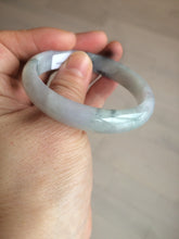 Load image into Gallery viewer, 51mm Certified Type A 100% Natural light purple/white with green floating flowers oval Jadeite Jade bangle N91-2400