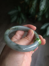 Load image into Gallery viewer, 53.7mm Certified Type A 100% Natural light green/gray Jadeite Jade bangle L95-6796