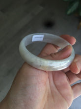 Load image into Gallery viewer, 49mm Certified Type A 100% Natural icy watery light green/white/yellow oval Jadeite Jade bangle B83-2500