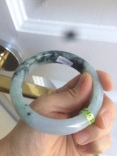 Load image into Gallery viewer, 58.5mm certificated Type A 100% Natural green/white Jadeite Jade bangle L86-1287