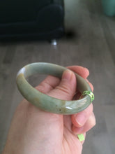 Load image into Gallery viewer, 52.5mm Certified Type A 100% Natural light purple/yellow/green oval Jadeite Jade bangle AJ16-8011