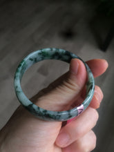Load image into Gallery viewer, 52mm Certified  Type A 100% Natural dark green floating flowers Jadeite Jade bangle E1-1526