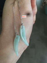 Load image into Gallery viewer, 100% Natural type A icy green/white jadeite Jade stars/water drop/wolf's fang dangling earring Q84 (add on item, Not sale individually.)
