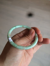 Load image into Gallery viewer, 51.5mm certificated Type A 100% Natural sunny green whit red floating flowers slim Jadeite Jade bangle AR60-0193