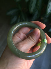 Load image into Gallery viewer, 51.3mm Certified 100% Natural oily dark green nephrite Jade bangle N80-6570
