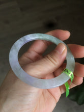 Load image into Gallery viewer, 52.7mm Certified Type A 100% Natural sunny green/purple/white thin Jadeite Jade bangle AE23-1454