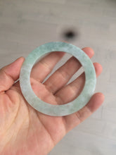 Load image into Gallery viewer, 55mm type A 100% Natural light green thin flat style Jadeite Jade bangle AQ59